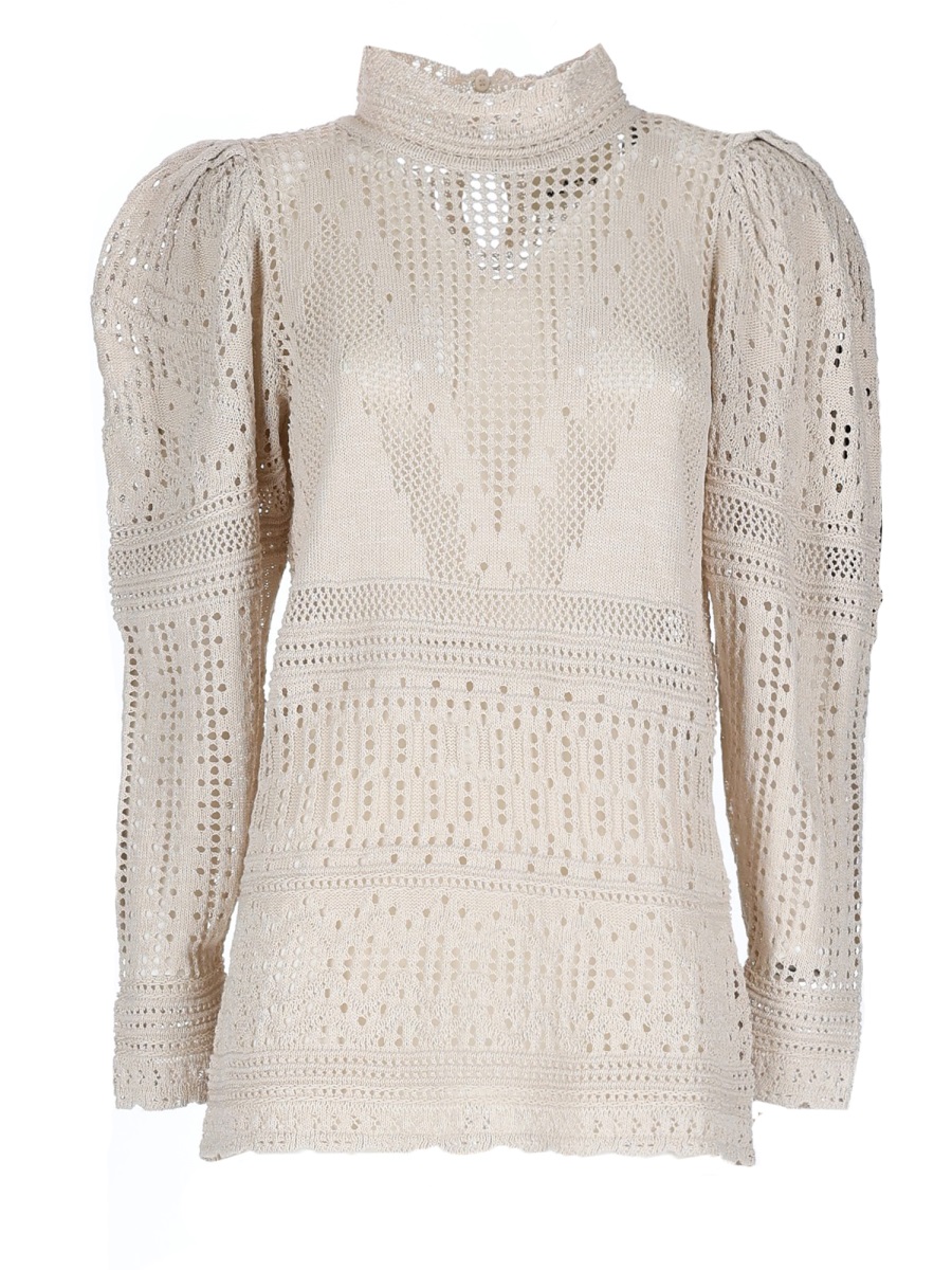 Isabel Marant Neutrals Dahara Open-Knit Crochet Top Wit
