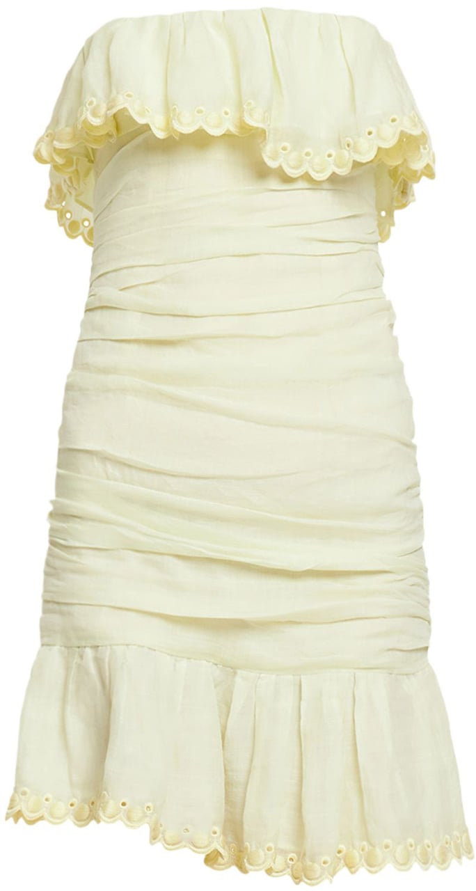 Isabel Marant Ivory short off-the-shoulder dress with ruffles Geel