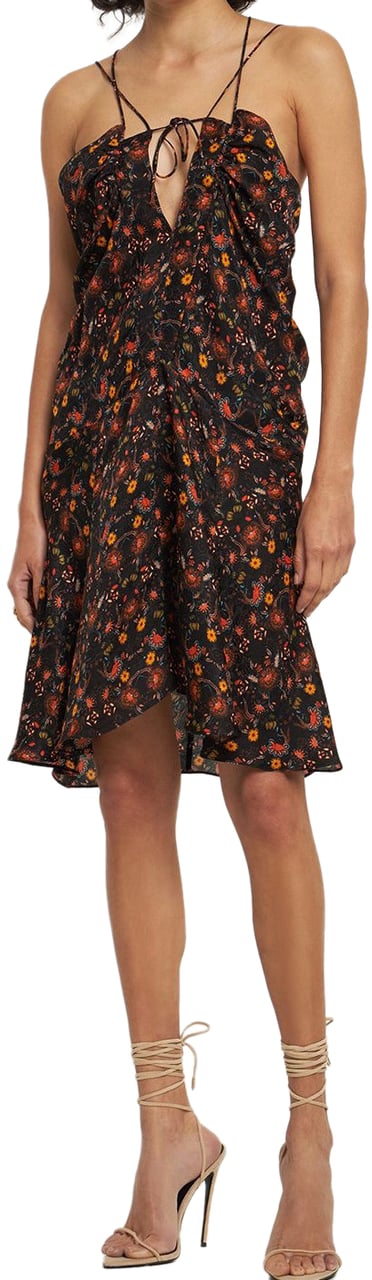 Isabel Marant Floral dress with V-neck Zwart