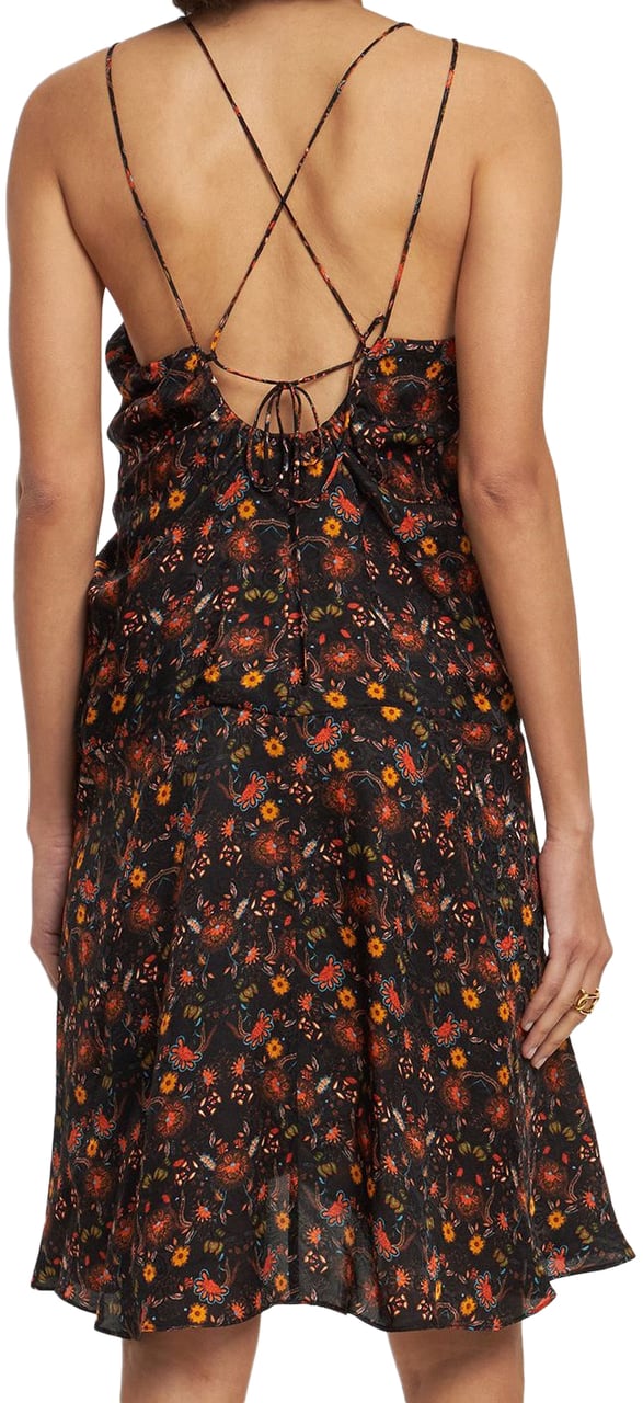 Isabel Marant Floral dress with V-neck Zwart