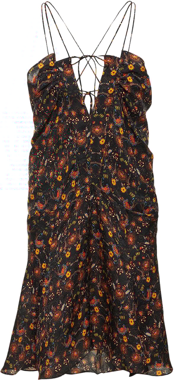 Isabel Marant Floral dress with V-neck Zwart