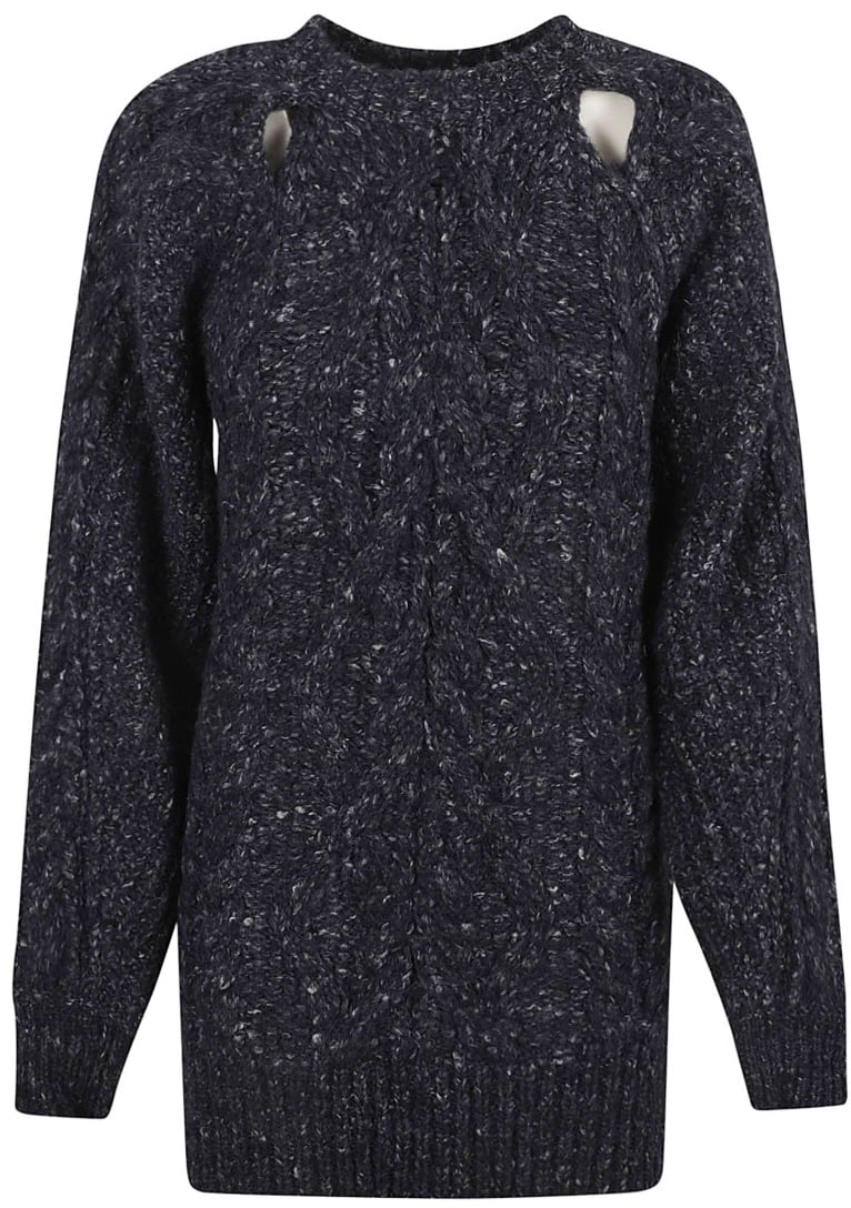 Isabel Marant Textured Knit Dress With Oversized Silhouette Zwart