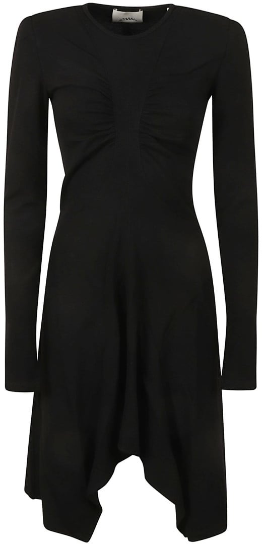 Isabel Marant Fitted Black Dress With Asymmetrical Hemline Zwart