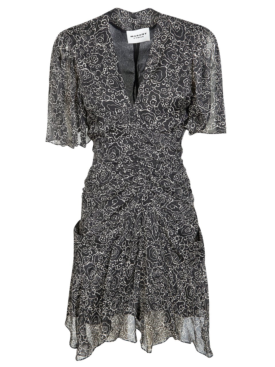 Isabel Marant Black Vivienne Dress Flutter Sleeves Mini Dress Grijs
