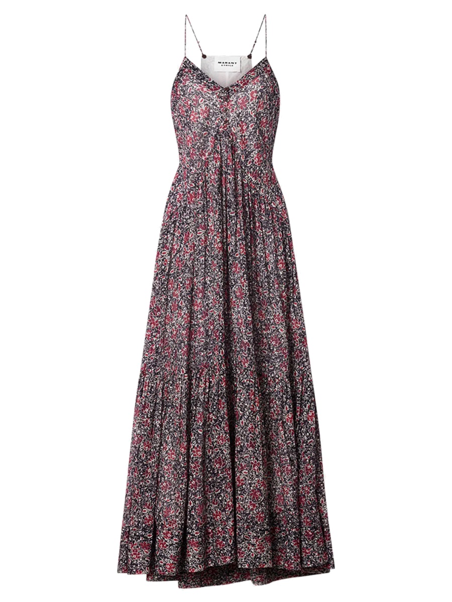 Isabel Marant Sabba Cotton Floral Printed Dress Grijs