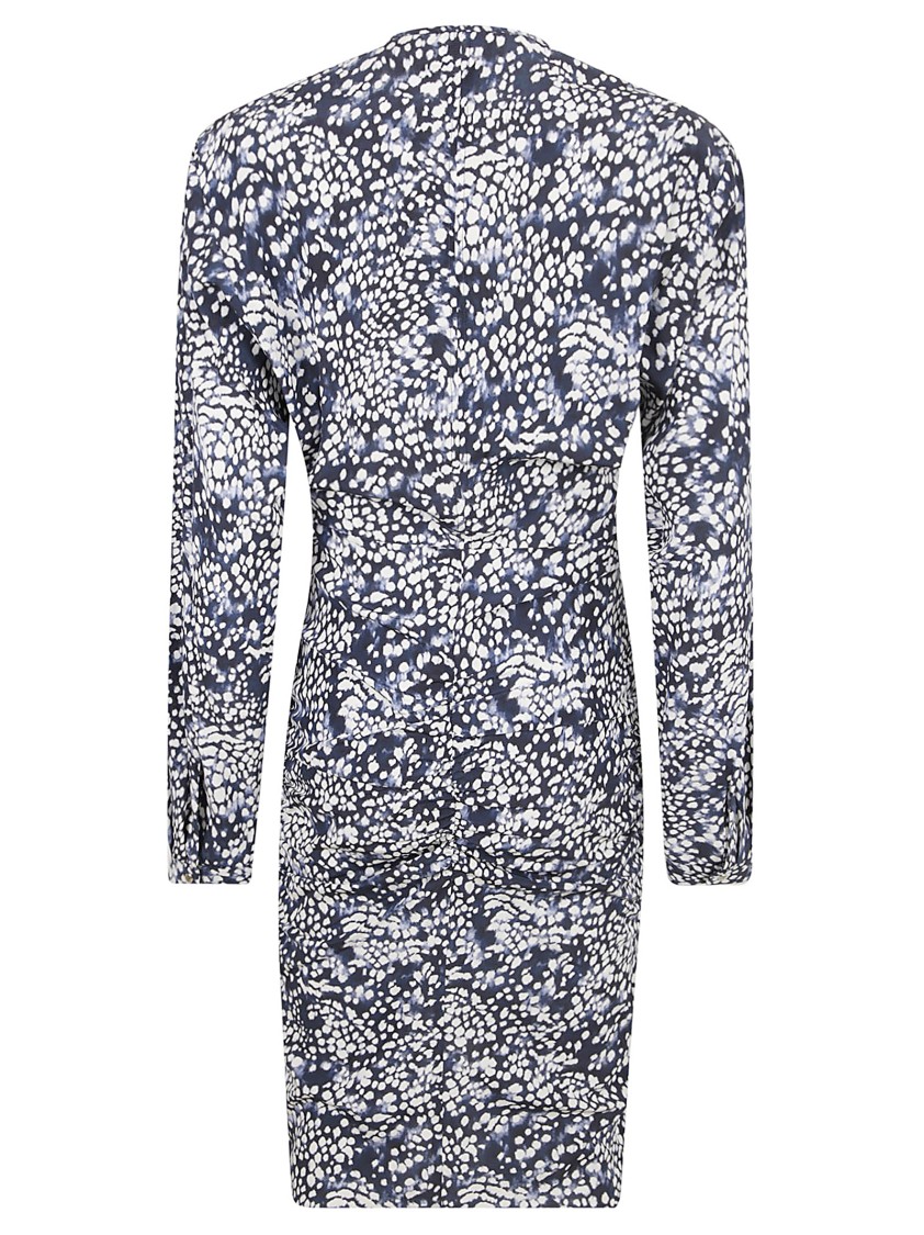 Isabel Marant Fitted Floral Print Dress With Long Sleeves Grijs