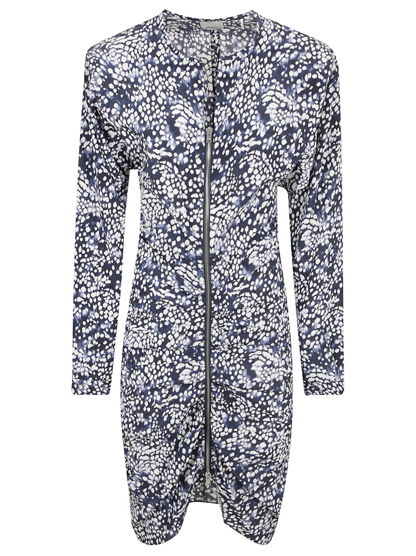 Isabel Marant Fitted Floral Print Dress With Long Sleeves Grijs