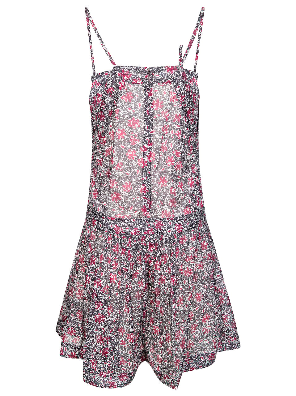 Isabel Marant Sleeveless Floral Danielle Dress with Asymmetrical Hem Zwart