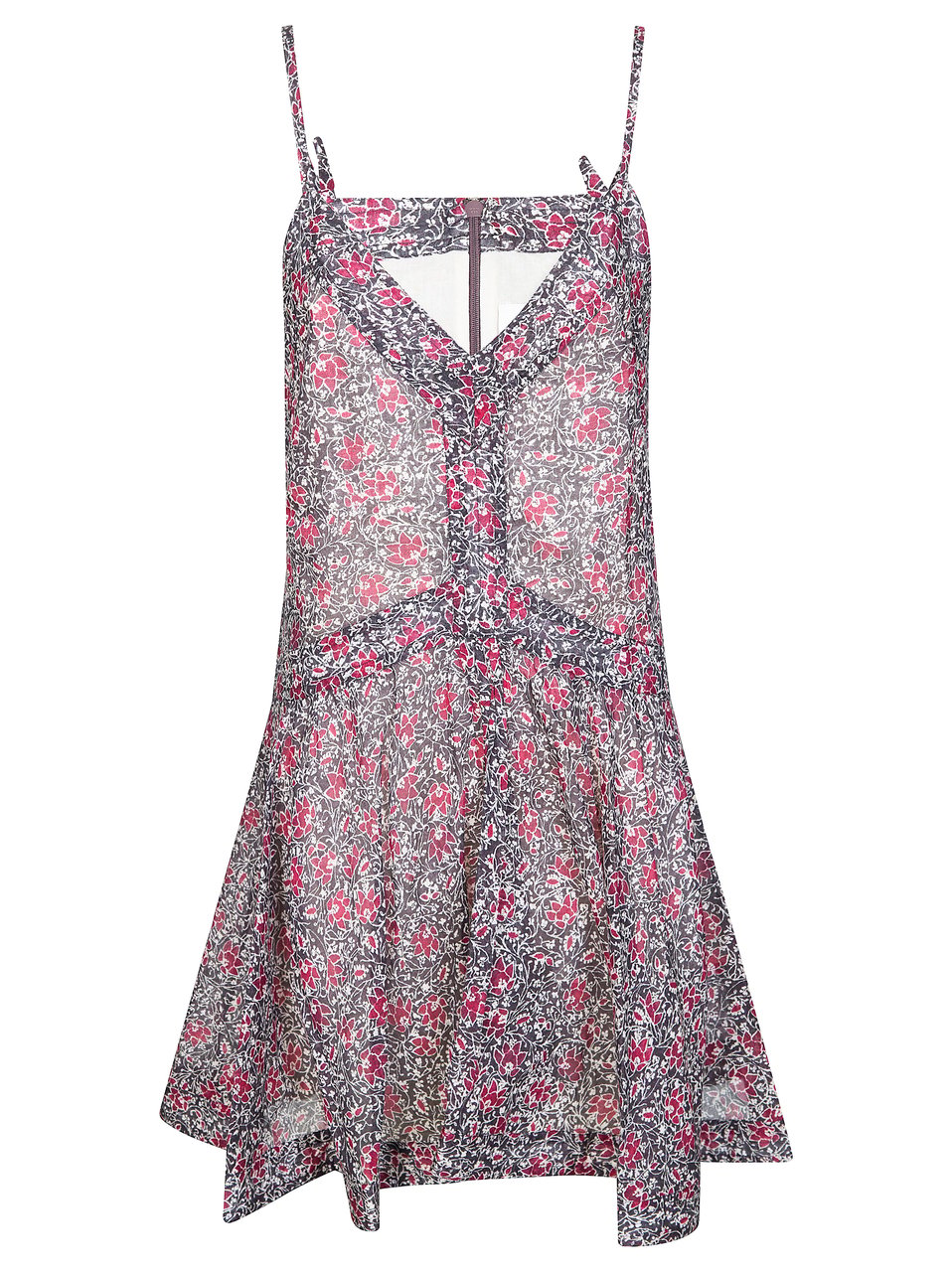 Isabel Marant Sleeveless Floral Danielle Dress with Asymmetrical Hem Zwart