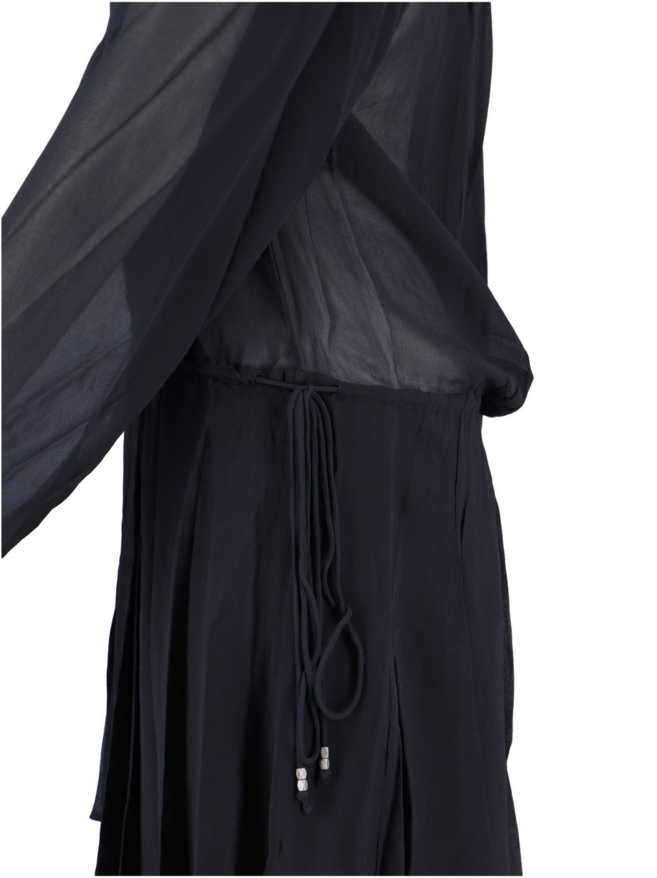 Isabel Marant Black Semi-Transparent Midi Dress With Drawstring Waist Zwart