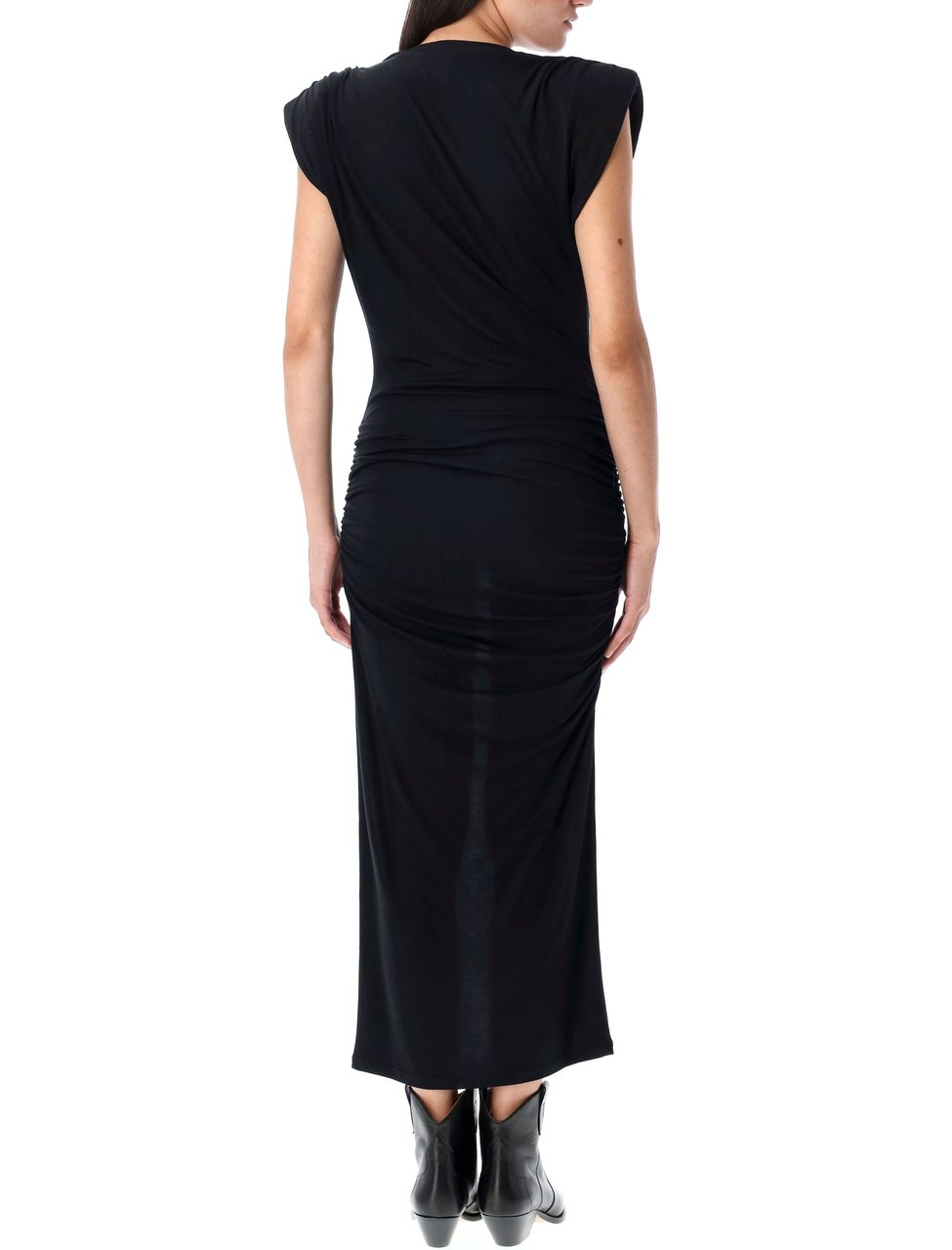 Isabel Marant Donna Fitted Ruched Midi Dress Zwart