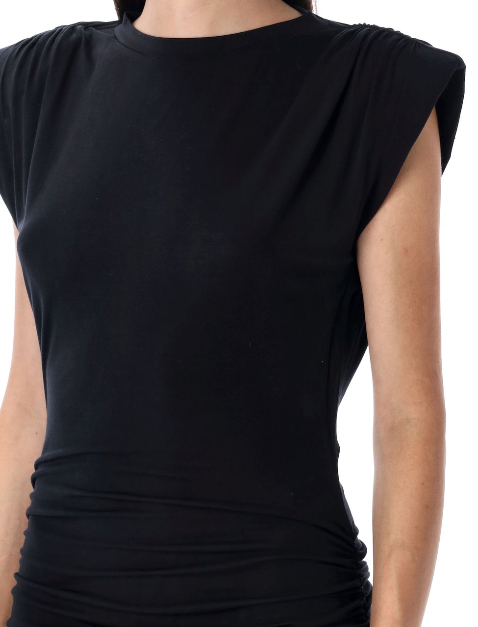 Isabel Marant Donna Fitted Ruched Midi Dress Zwart