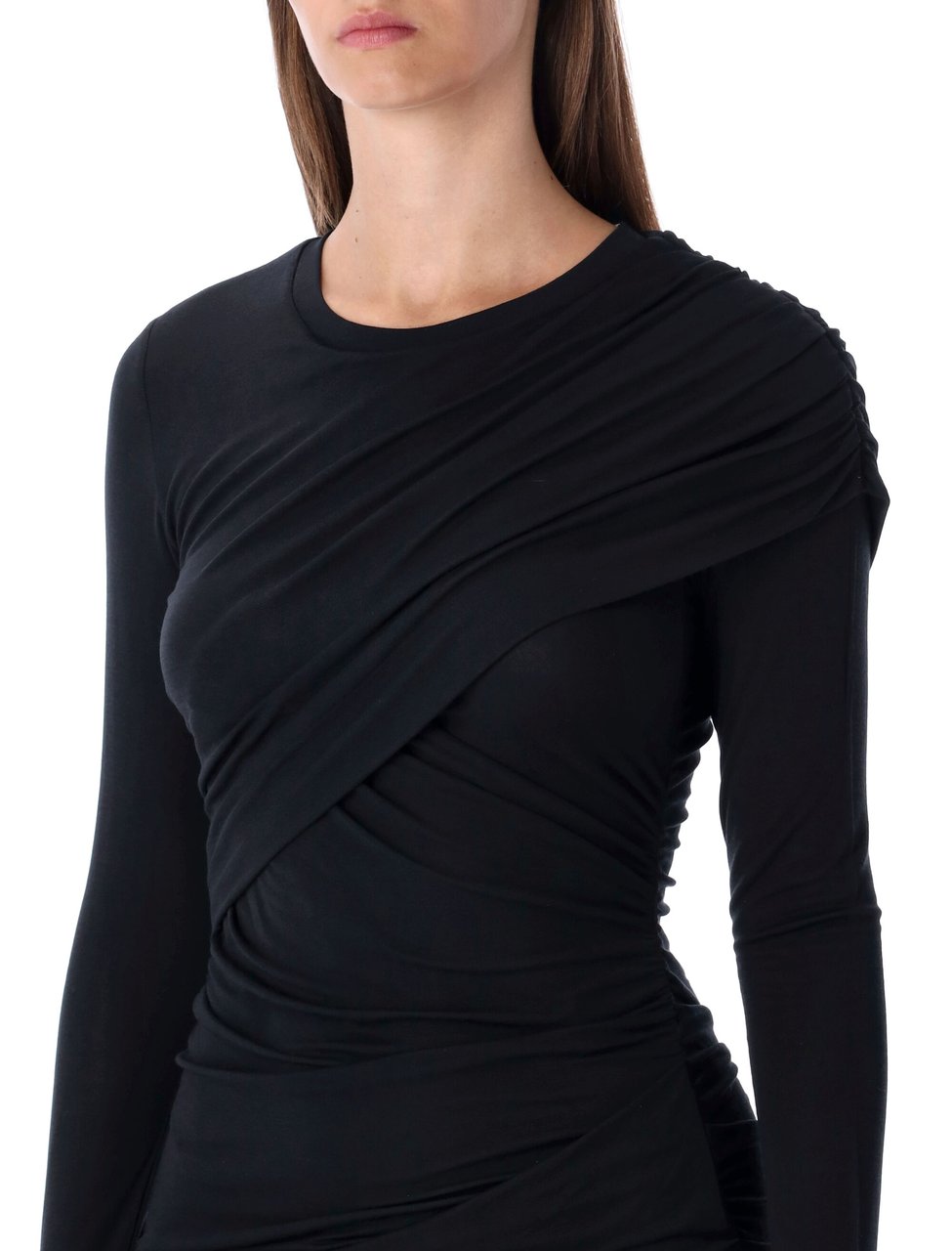 Isabel Marant Denise Fitted Draped Mini Dress Zwart