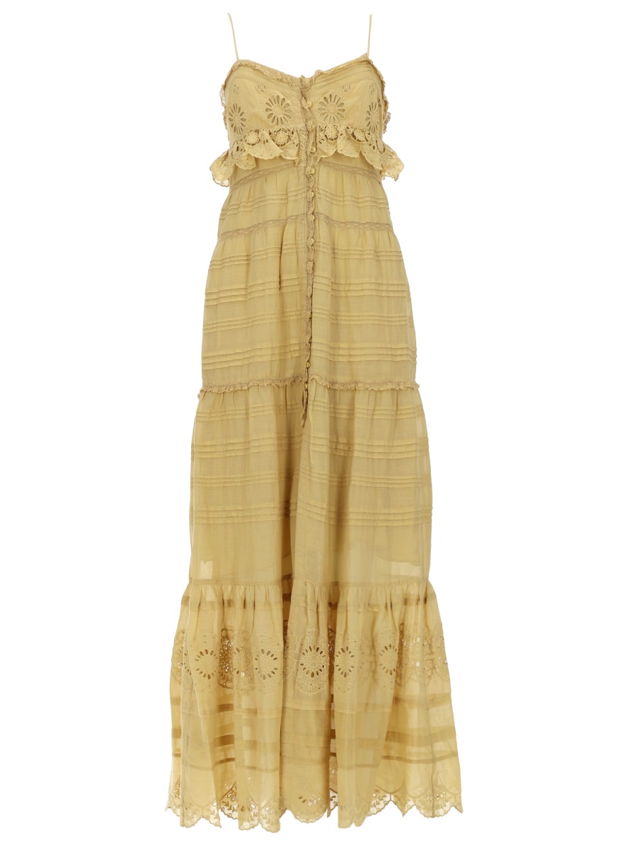 Isabel Marant Paule Cotton Eyelet Lace Dress Bruin