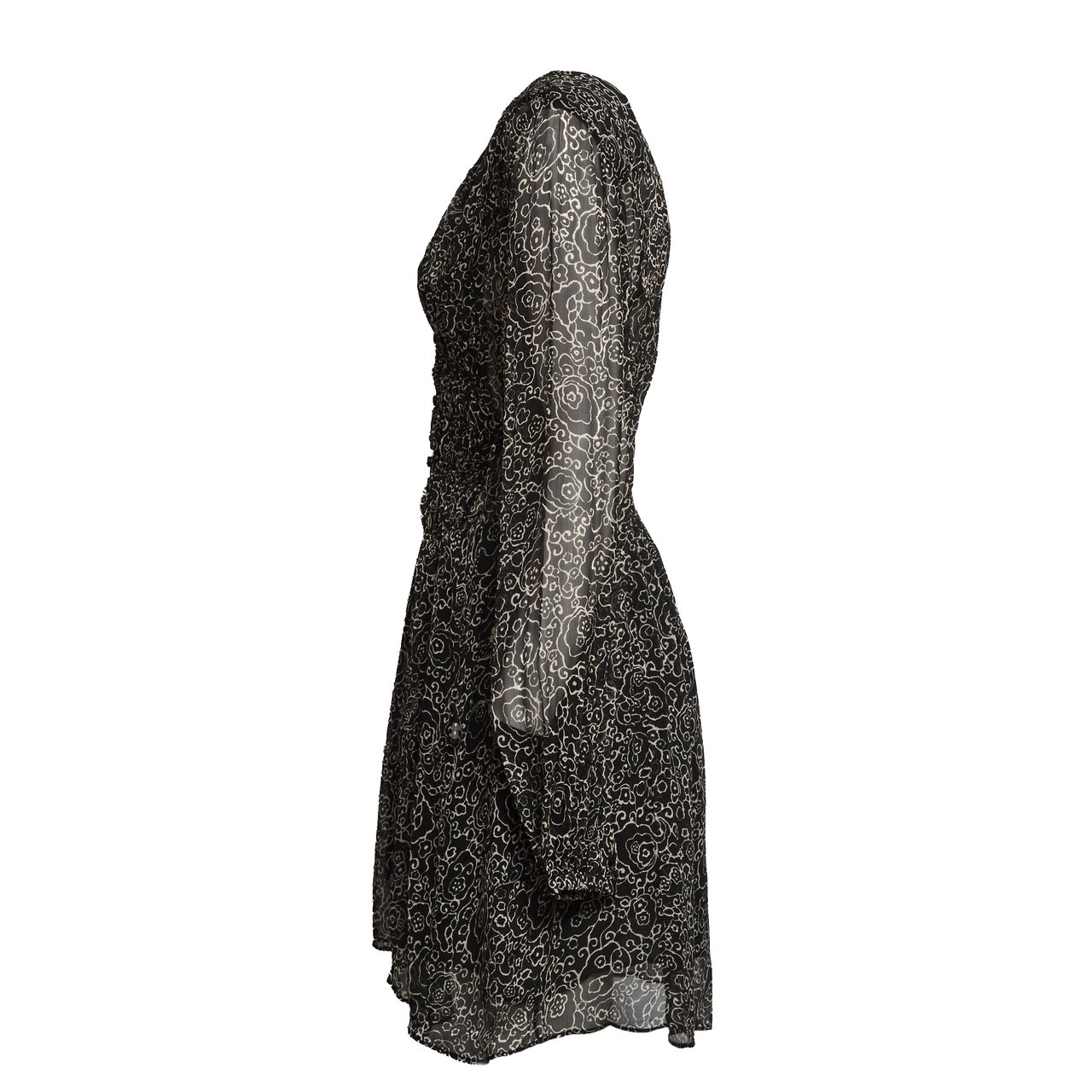 Isabel Marant Loriena Printed Chiffon Day Dress Zwart