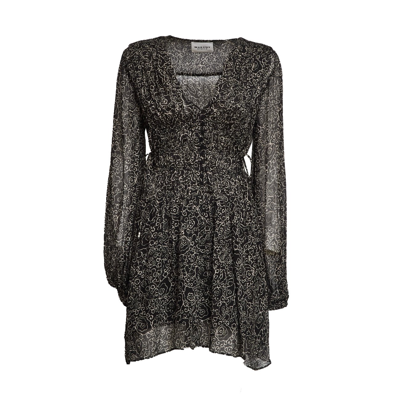 Isabel Marant Loriena Printed Chiffon Day Dress Zwart
