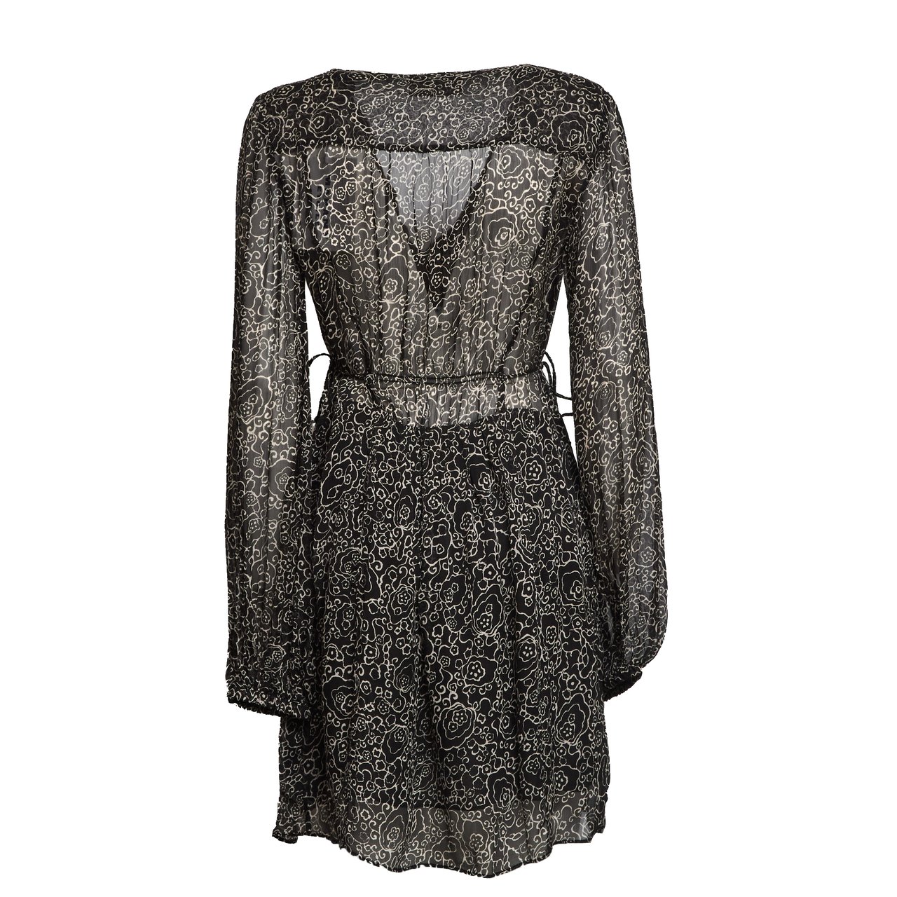 Isabel Marant Loriena Printed Chiffon Day Dress Zwart