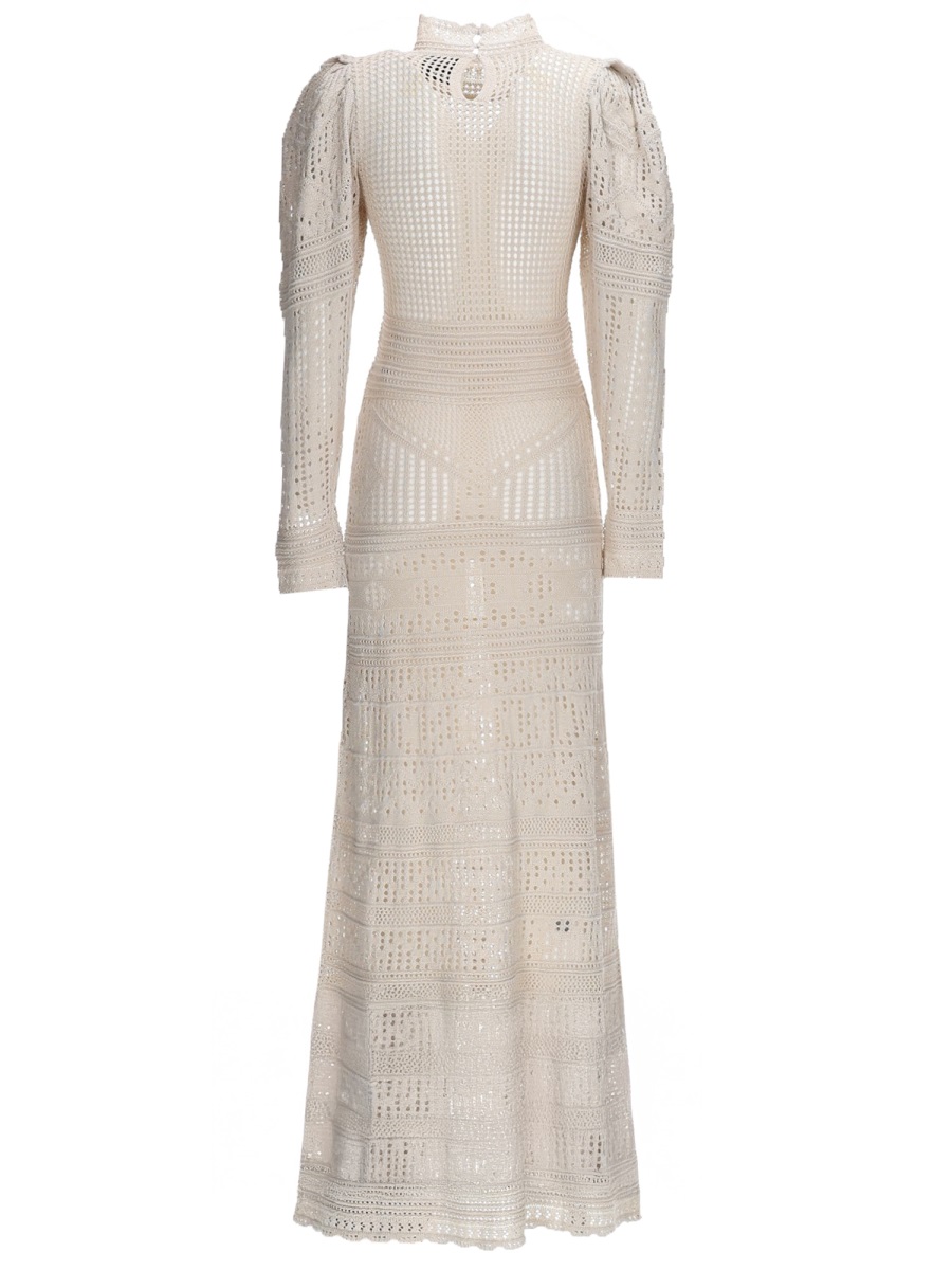 Isabel Marant Neutral Dione Crochet Textured Midi Dress Grijs
