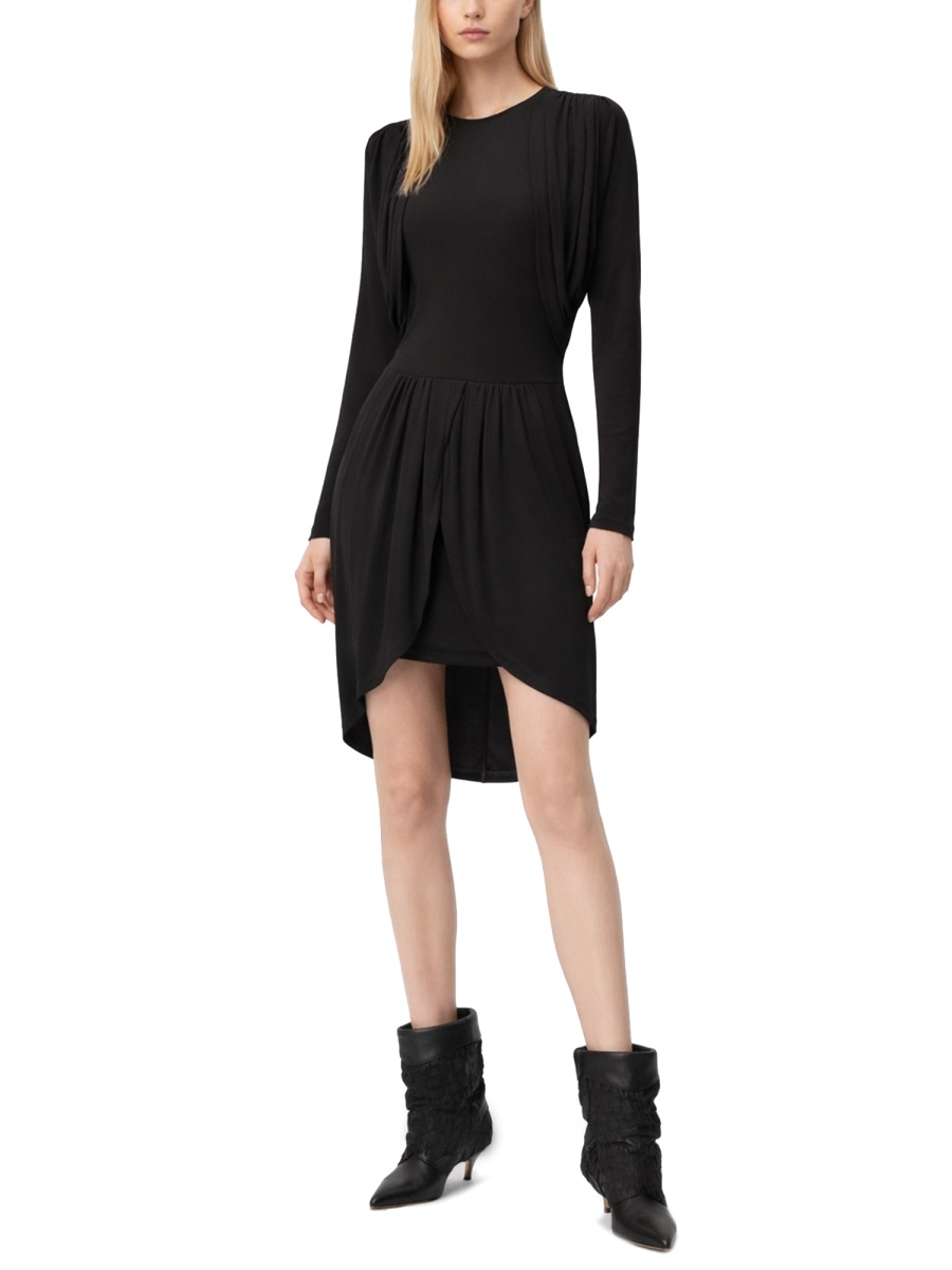 Isabel Marant Niamae Viscose Draped Overlay Mini Dress Zwart