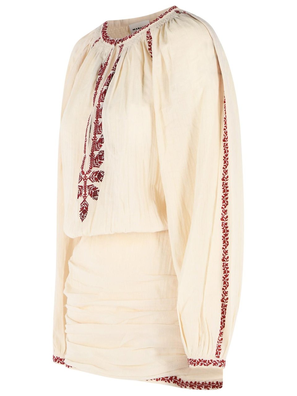 Isabel Marant 'Ludy' Short Dress In Beige And Red Cotton Neutraal