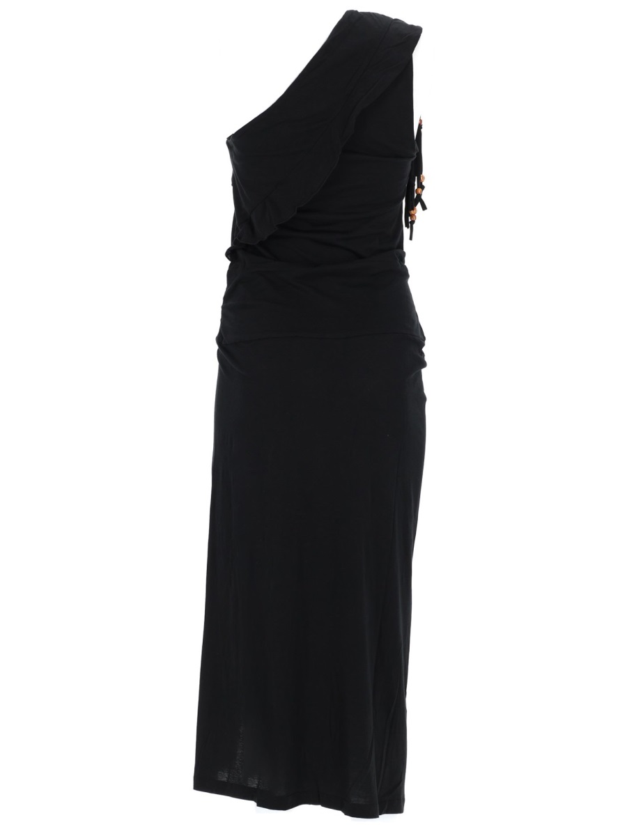 Isabel Marant Juliane Asymmetrical One-Shoulder Cotton Midi Dress Zwart