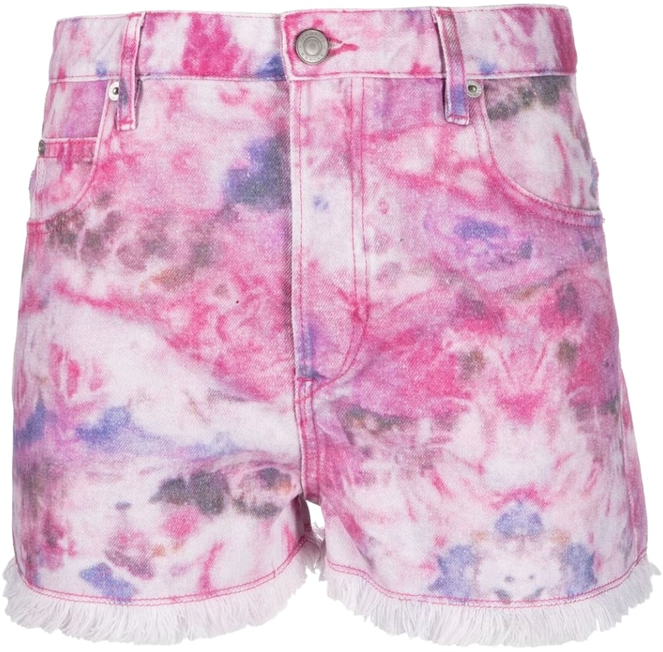 Isabel Marant Lesia Tie-dye Frayed Shorts Divers