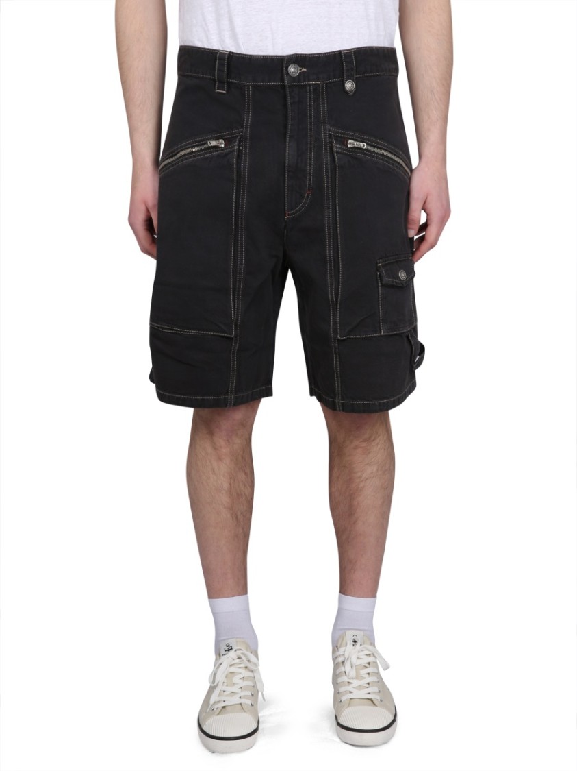 Isabel Marant Peio Denim Bermuda Shorts Zwart