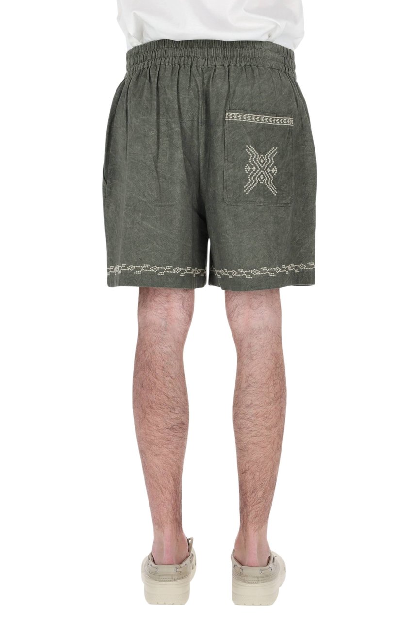 Isabel Marant Zilan Embroidered Cotton Drawstring Shorts Grijs