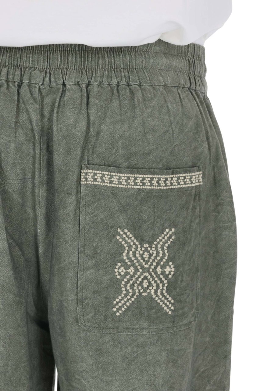 Isabel Marant Zilan Embroidered Cotton Drawstring Shorts Grijs