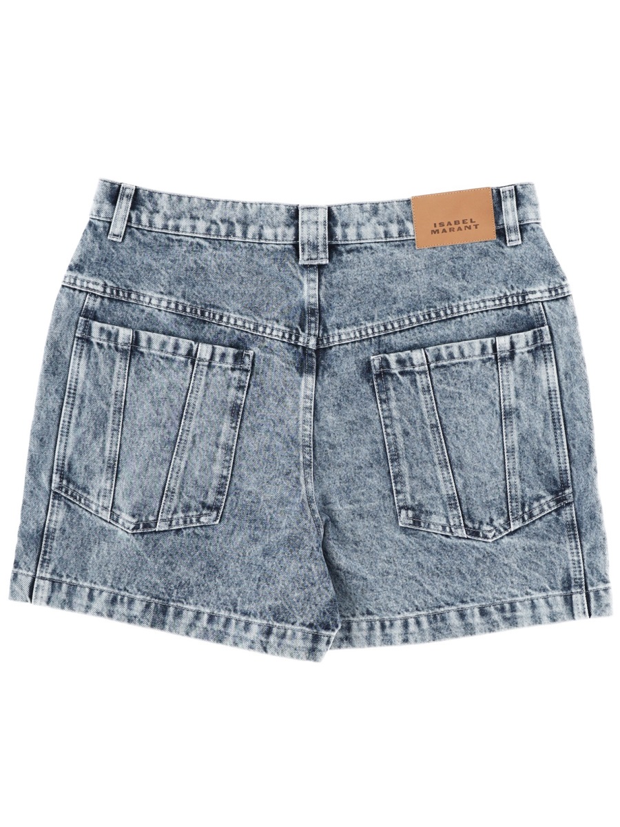 Isabel Marant Joely Faded Mid-Rise Denim Shorts Grijs