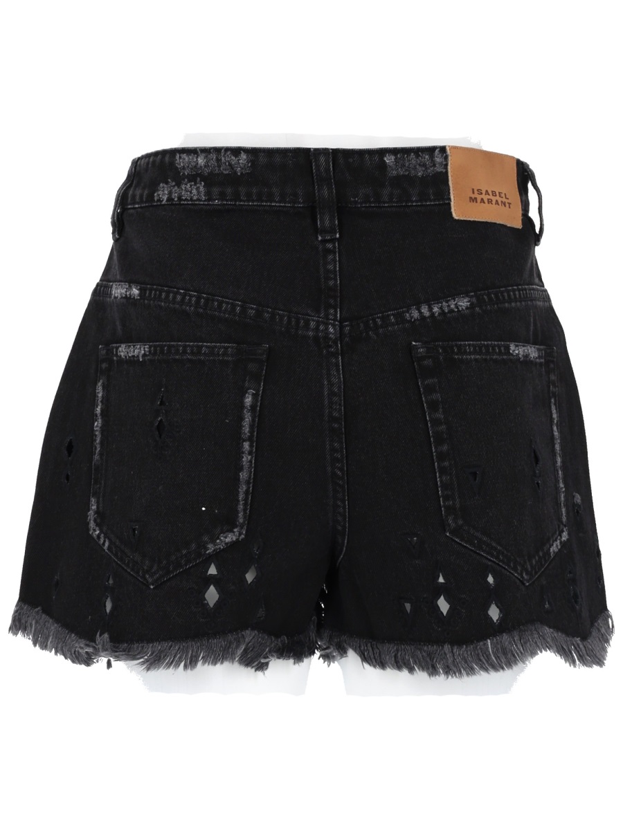 Isabel Marant Aecia Black Denim Distressed Shorts Zwart
