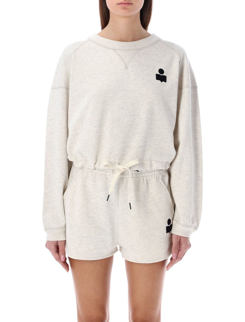 Isabel Marant Light Neutral Fleece Set with Drawstring Waist Neutraal