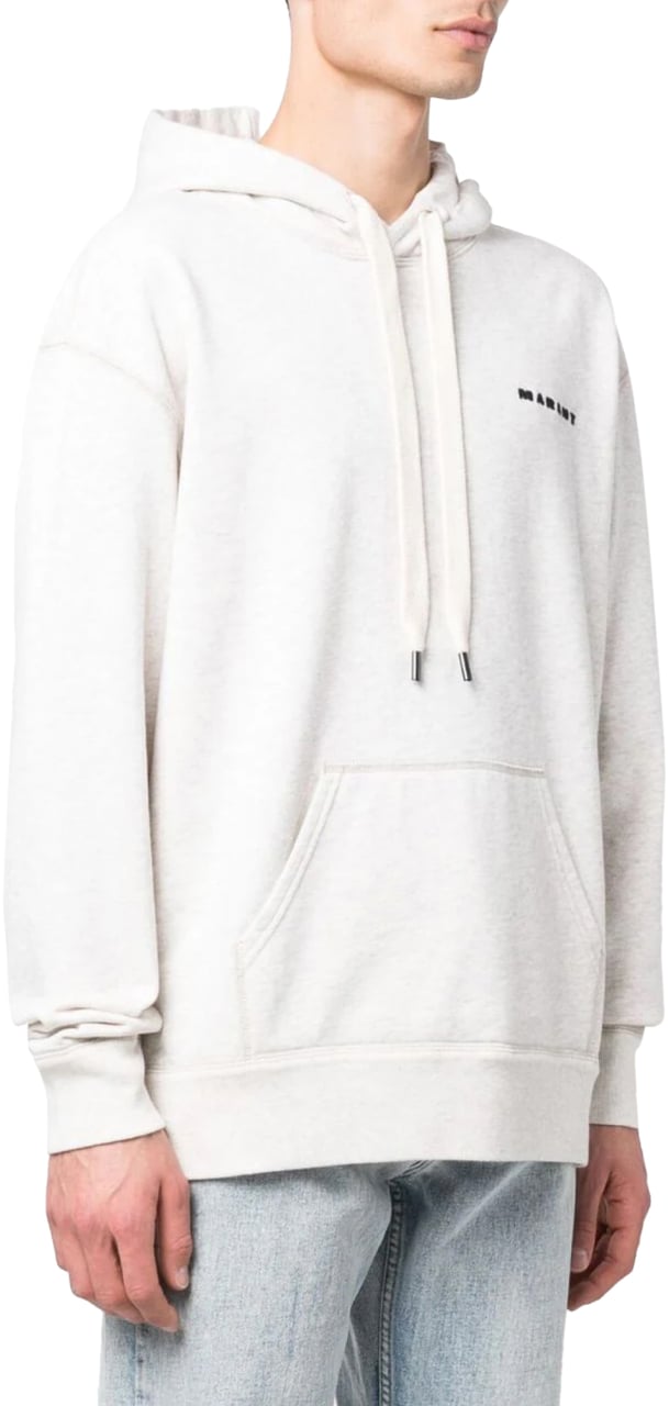 Isabel Marant Marcello Logo Embroidered Hoodie Beige