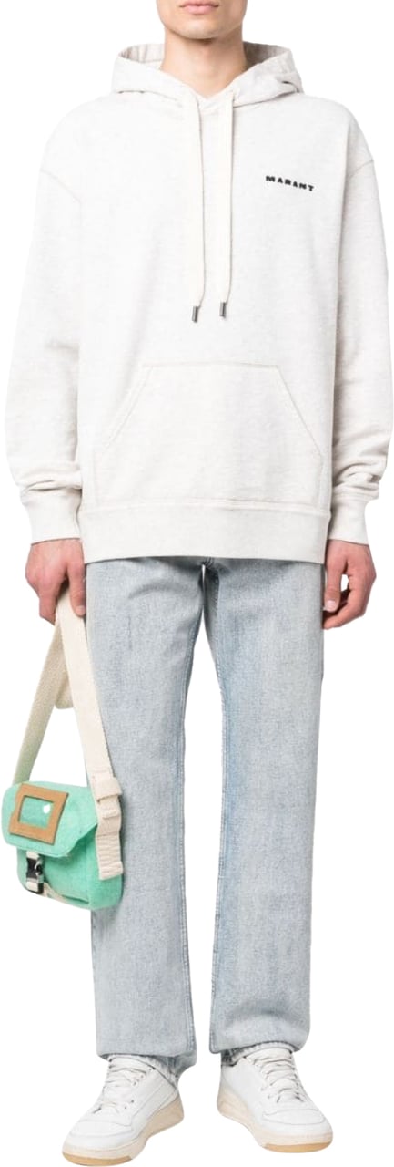 Isabel Marant Marcello Logo Embroidered Hoodie Beige