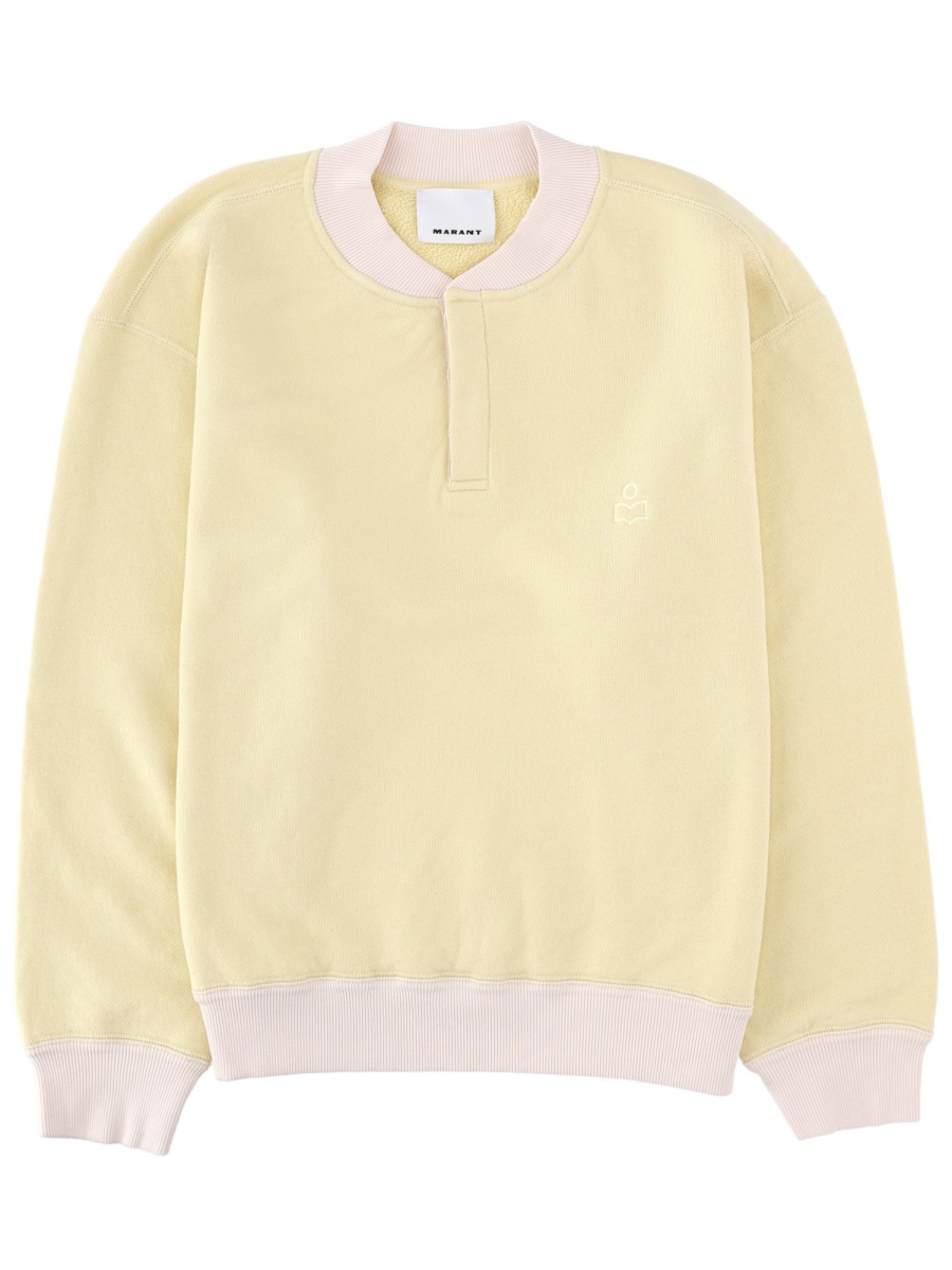Isabel Marant Pale Yellow Cotton Mathias Sweatshirt Neutraal
