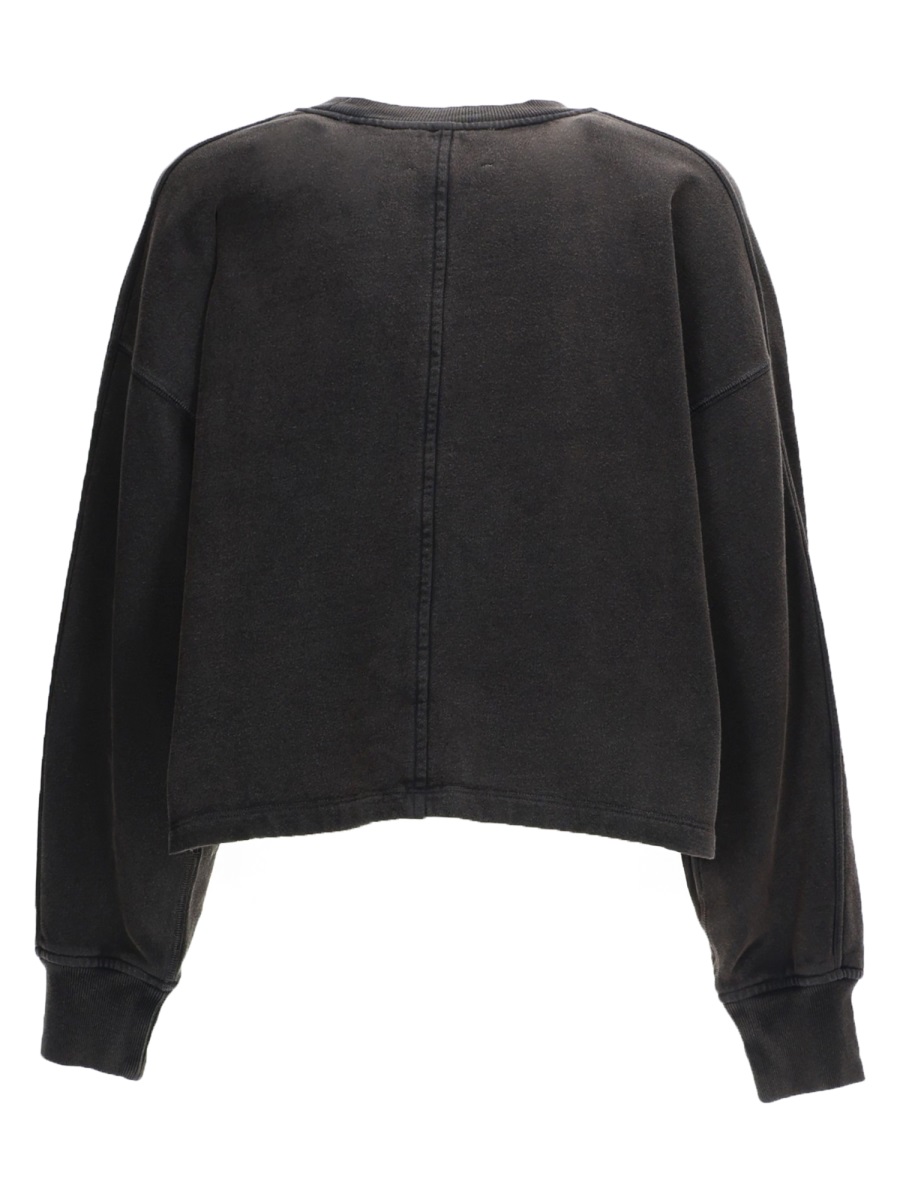 Isabel Marant Washed Black Sunny Cropped Sweatshirt Zwart