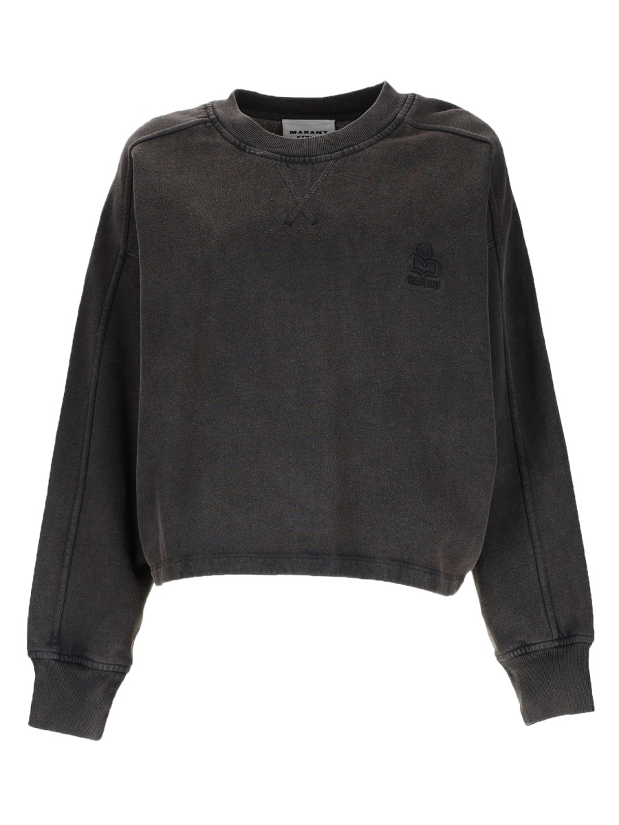 Isabel Marant Washed Black Sunny Cropped Sweatshirt Zwart