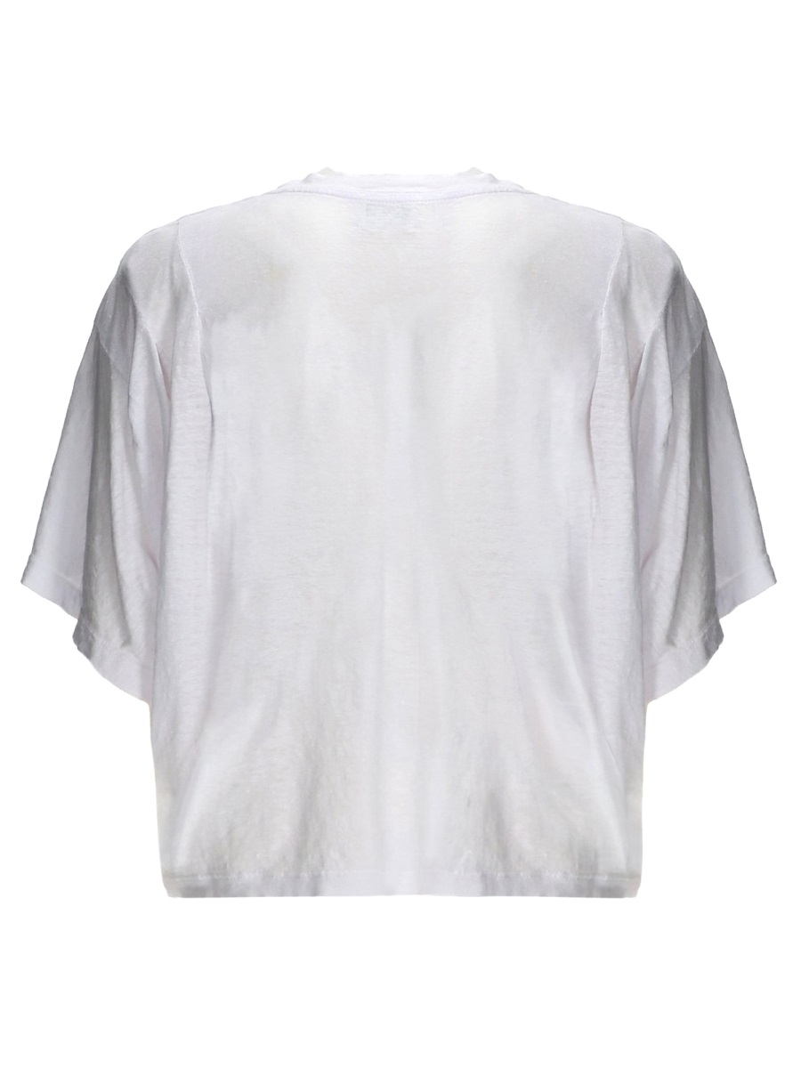 Isabel Marant Kyanza Cropped Pleated Linen T-Shirt Wit
