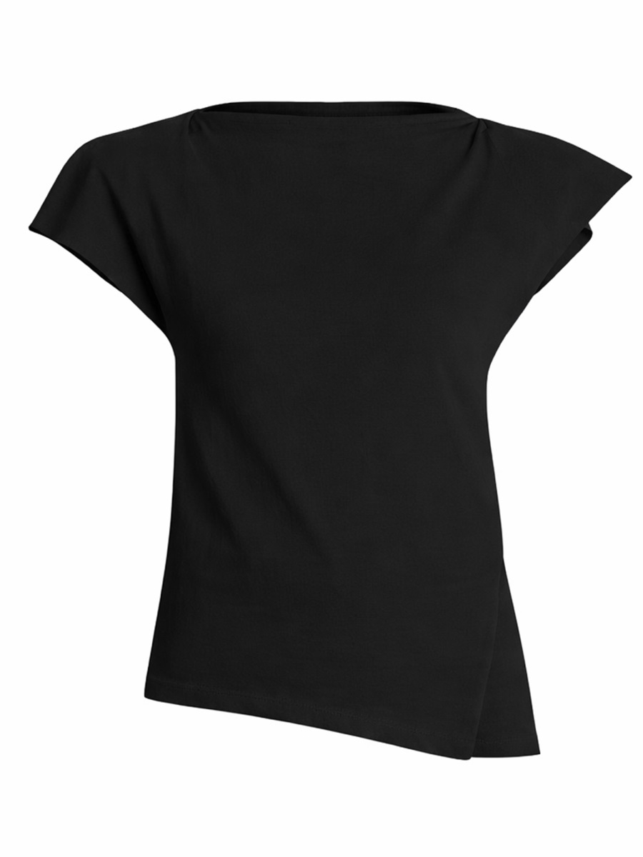 Isabel Marant White Sebani Cotton Asymmetrical T-Shirt Zwart