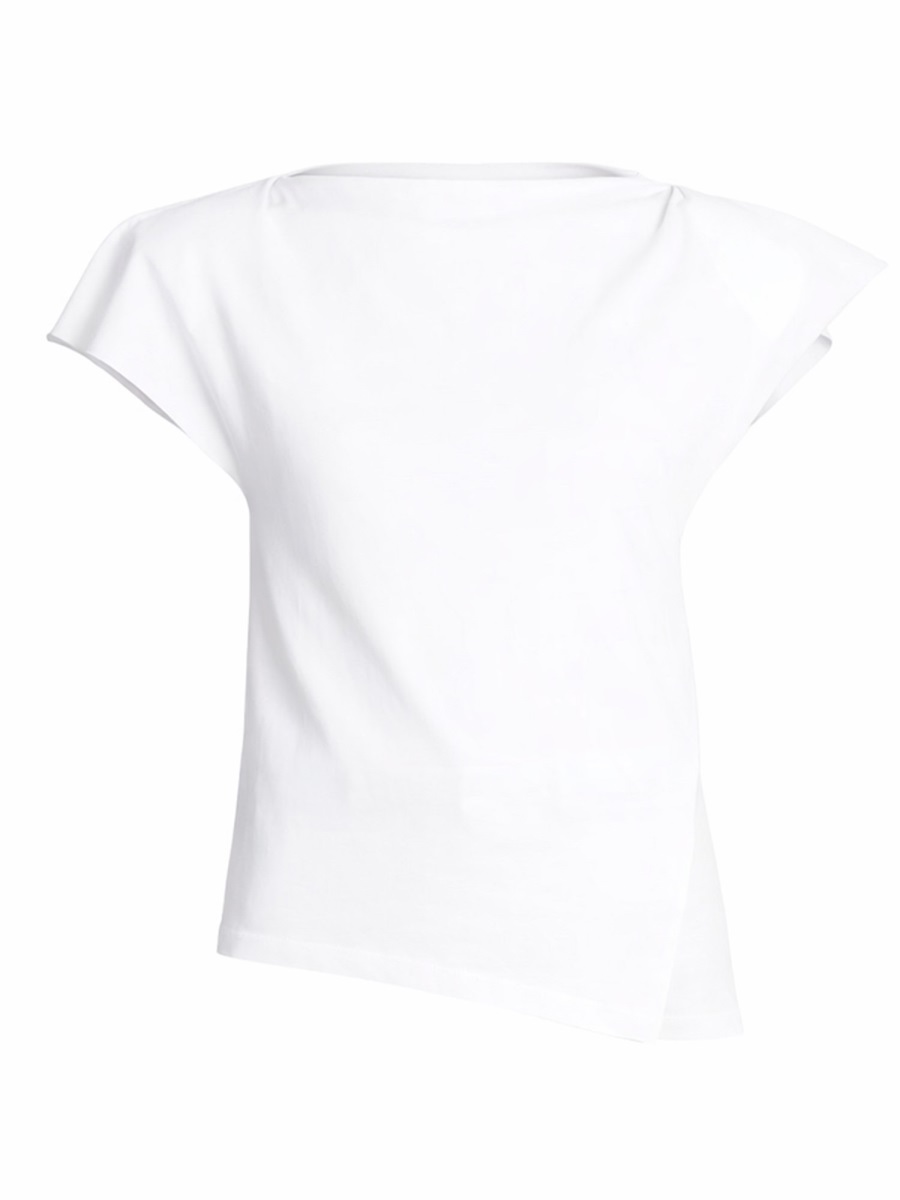 Isabel Marant Sebani Wide Boat Neckline Cotton T-Shirt Wit