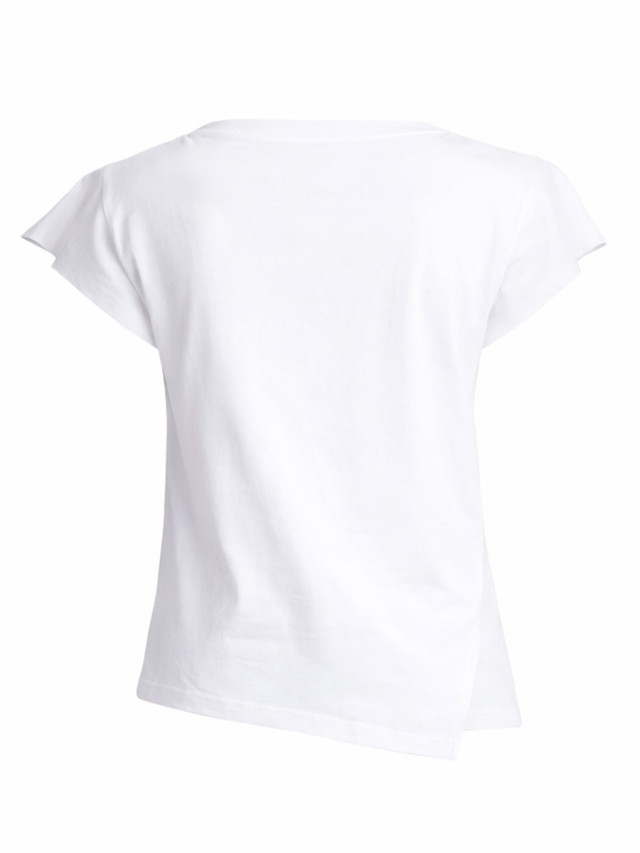 Isabel Marant Sebani Wide Boat Neckline Cotton T-Shirt Wit
