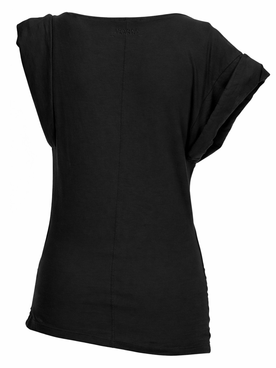 Isabel Marant Neutrals Maisan Fitted Rolled Sleeves T-Shirt Zwart