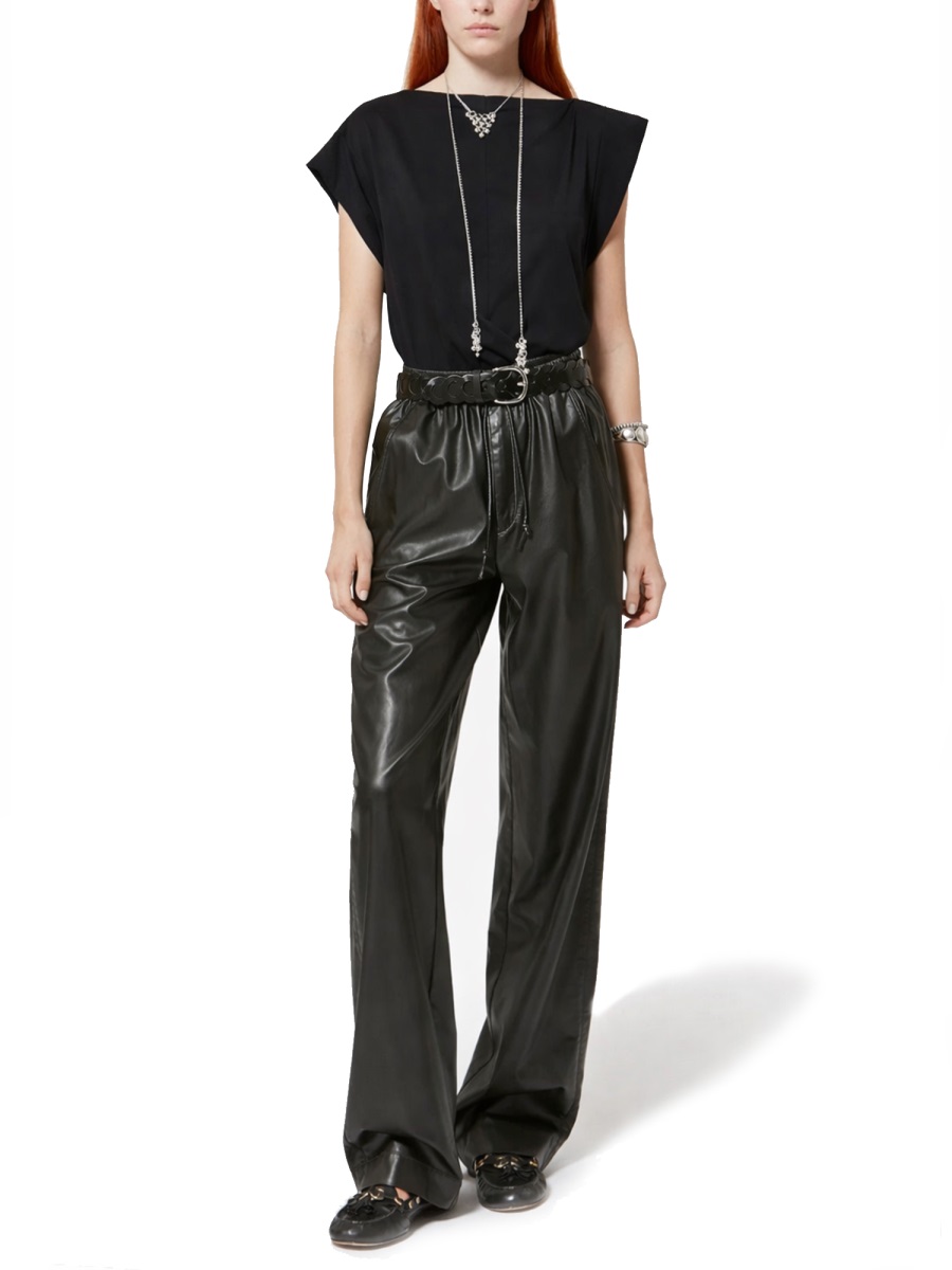 Isabel Marant Neutrals Maisan Fitted Rolled Sleeves T-Shirt Zwart