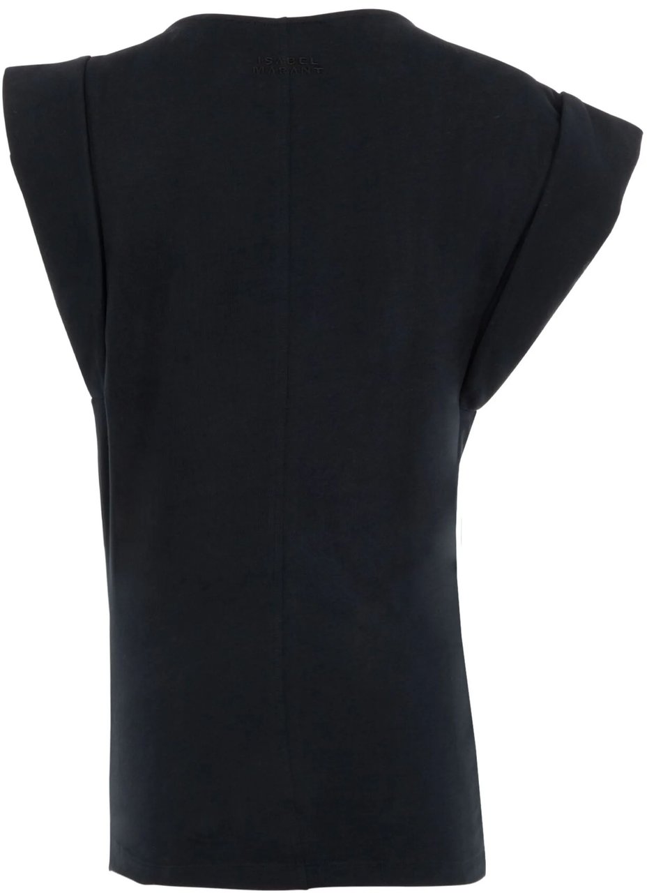 Isabel Marant Black Maisan Draped Cotton Top Zwart