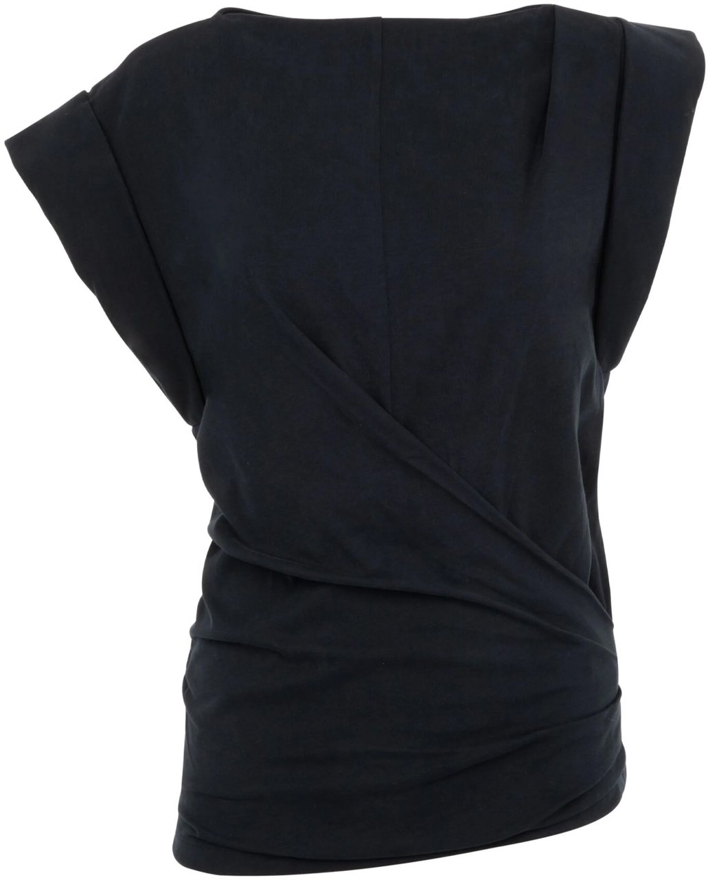 Isabel Marant Black Maisan Draped Cotton Top Zwart