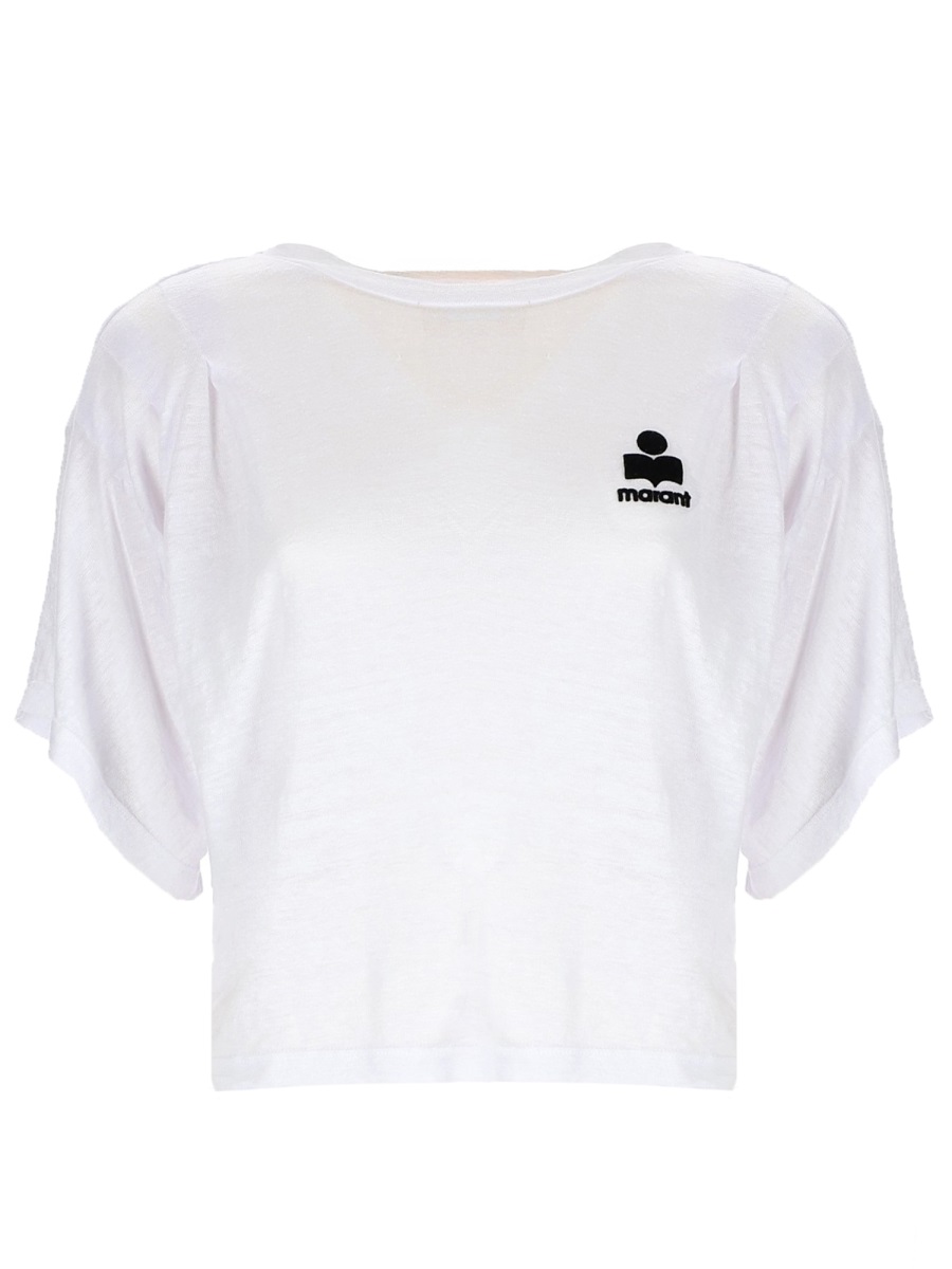 Isabel Marant Kianzae Cropped Loose Fit T-Shirt Wit