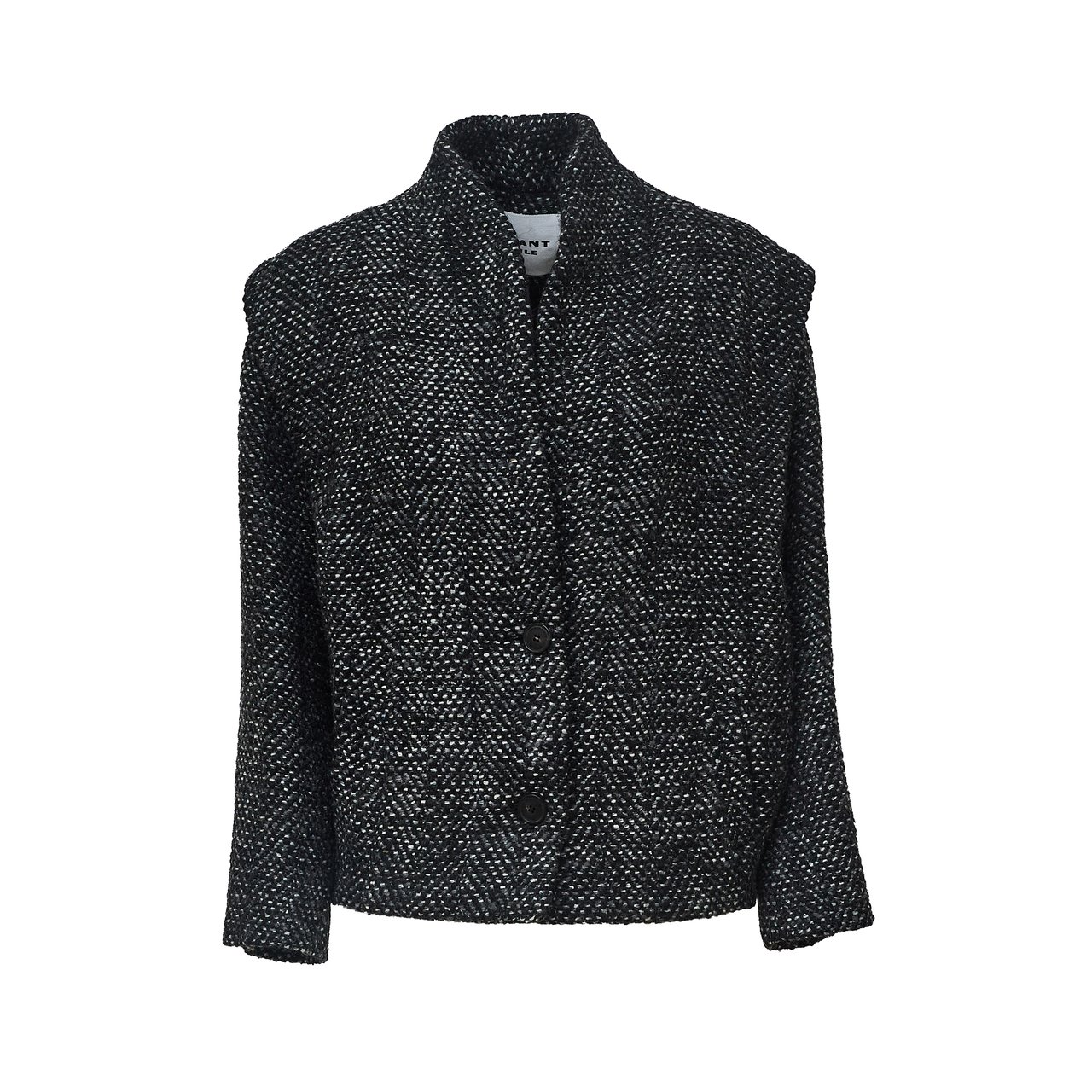 Isabel Marant Drogo Herringbone Collarless Wool-Blend Jacket Zwart