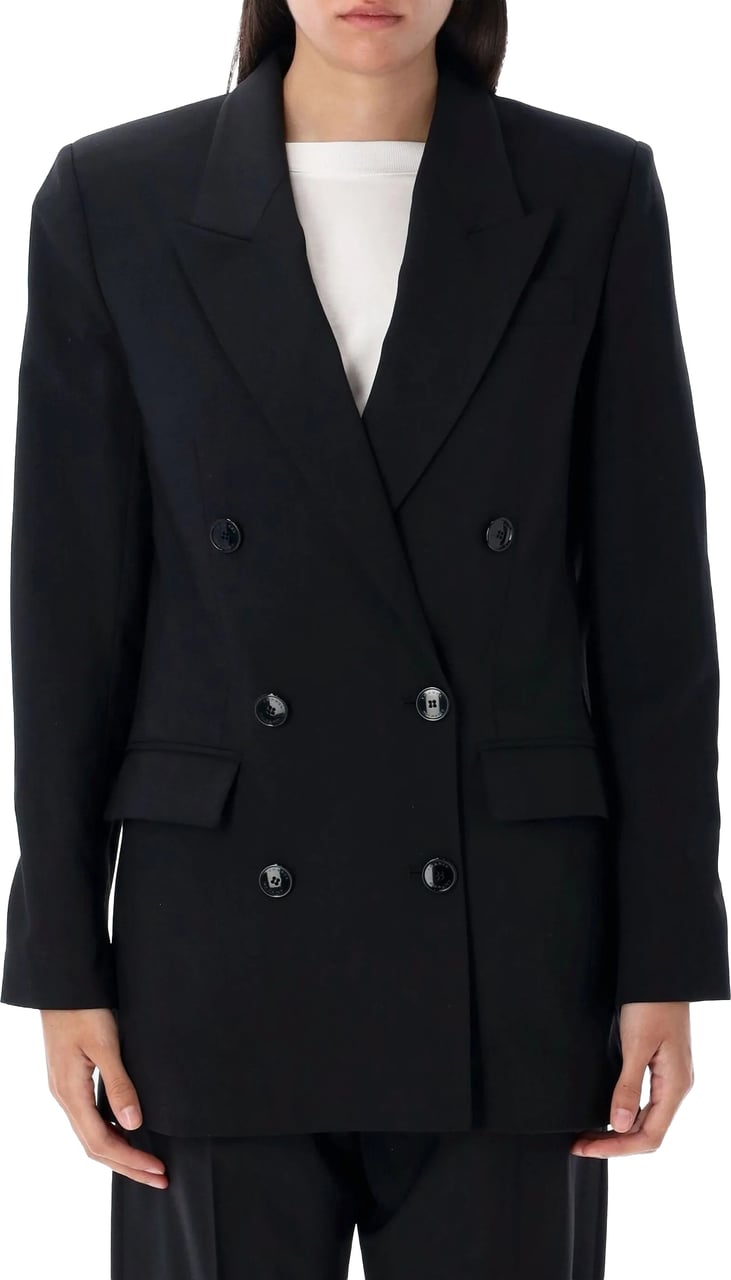 Isabel Marant Black Jevima Double-Breasted Wool Blend Jacket Zwart