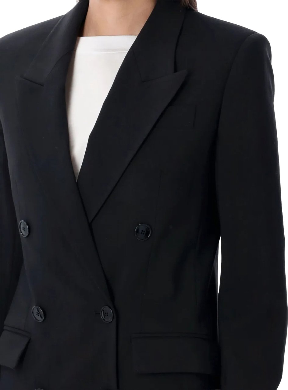 Isabel Marant Black Jevima Double-Breasted Wool Blend Jacket Zwart