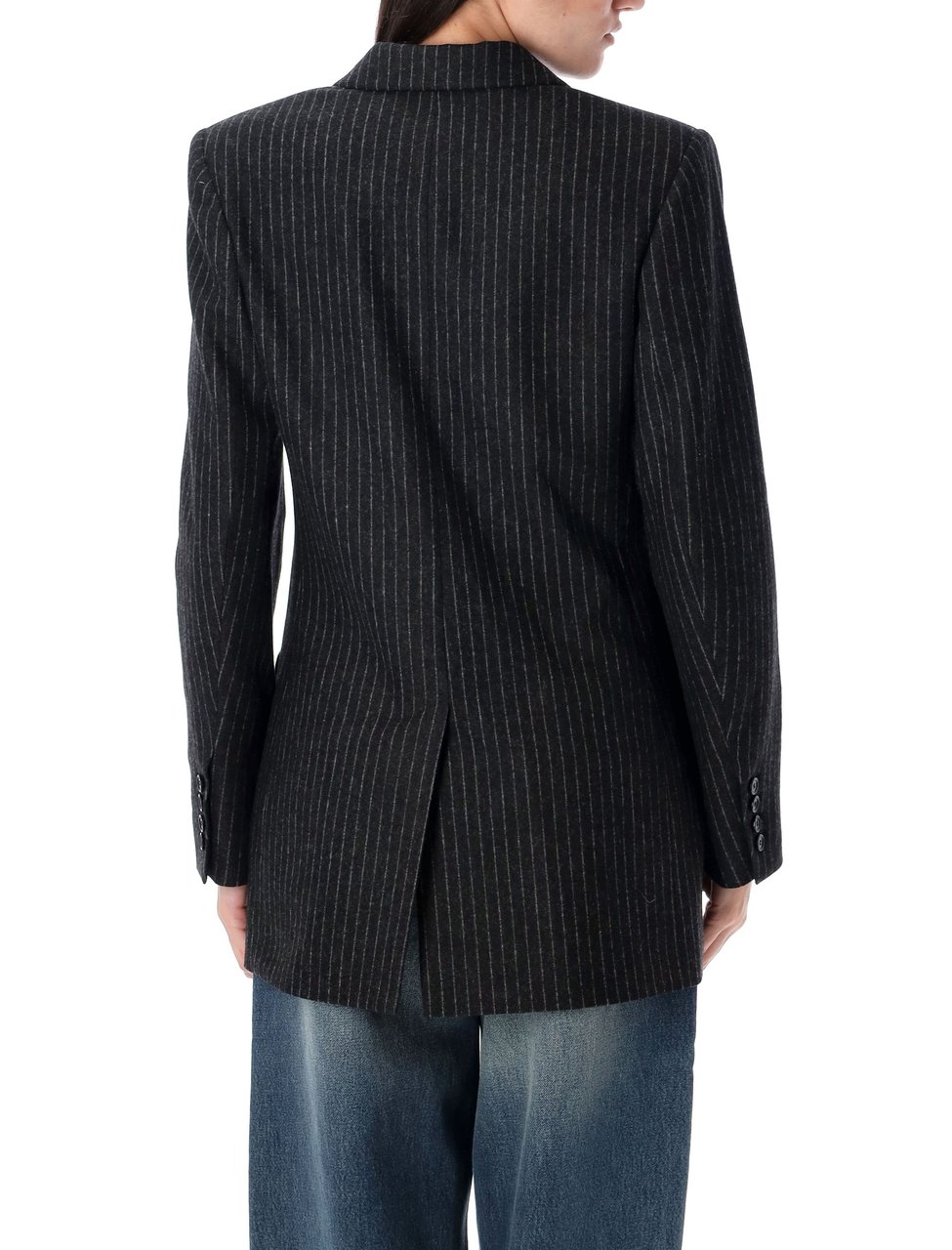 Isabel Marant Jevima Double Breasted Padded Shoulder Blazer Zwart